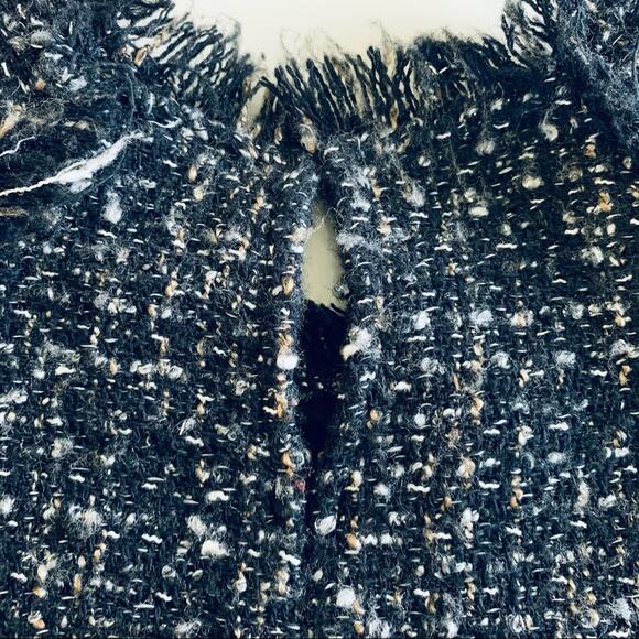 Zara speckled tweed raw edge lace detail top size Large - Picture 11 of 14